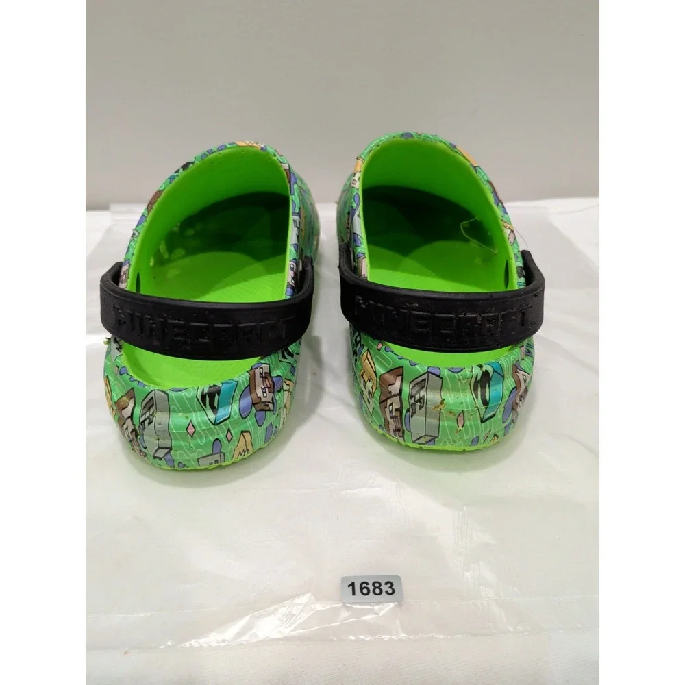 Minecraft Clogs Men's 6 Green Good Condition Character Print Slip On Shoes